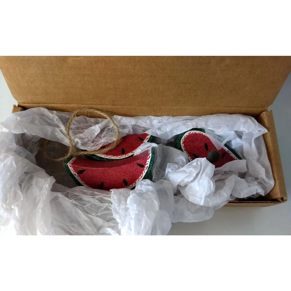 Wooden WATERMELON Slices Hanging Wall Decor Vintage HomeCo Summer Farmhouse‎ NEW